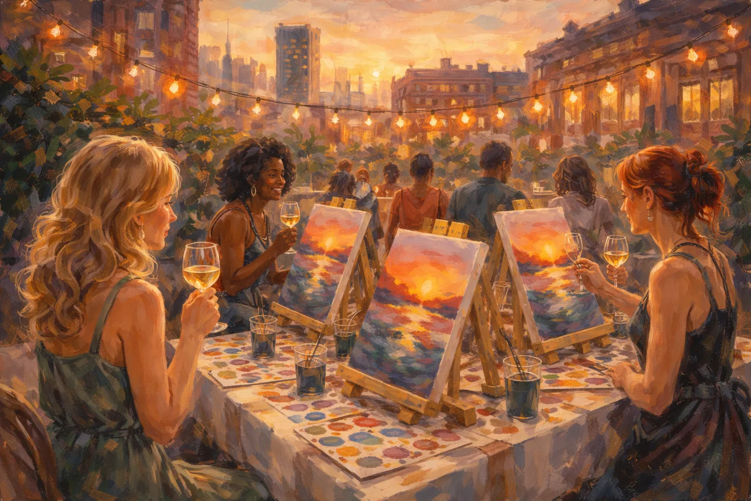 Sip and Paint evening atmosphere